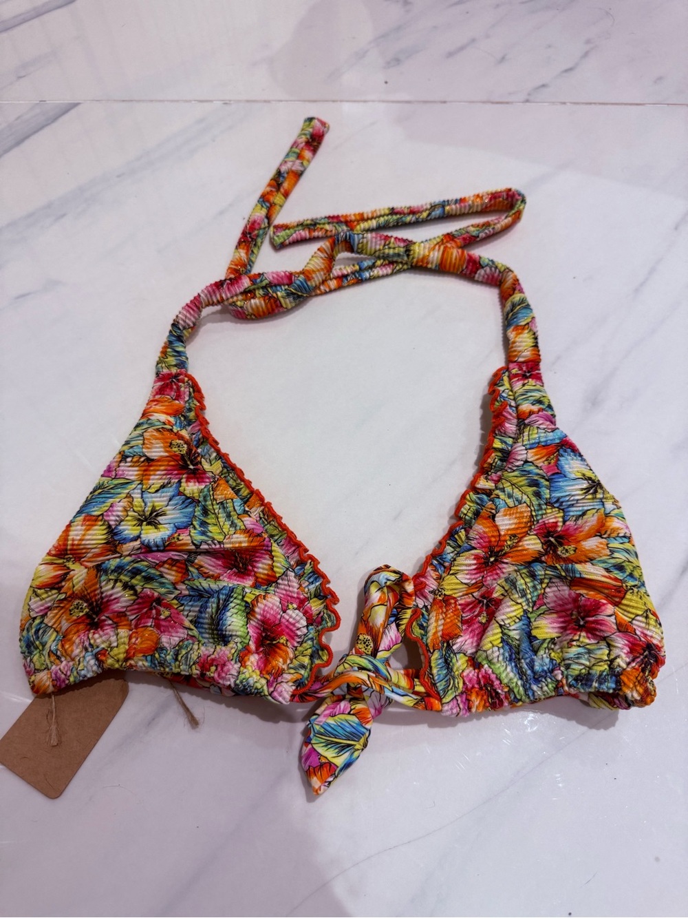 Agua Bendita Yellow Lined Multicolor Trim Swimwear